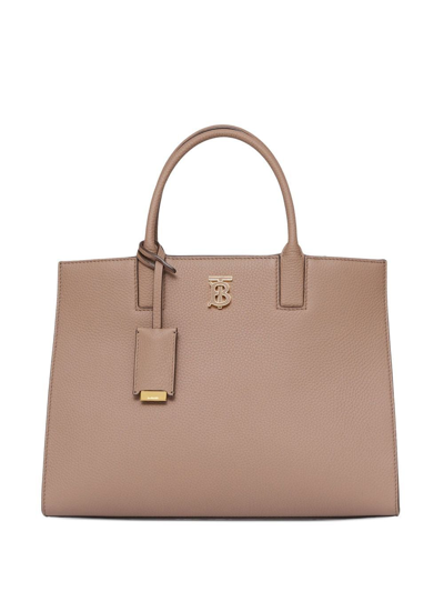 Shop Burberry Small Frances Tote Bag In Brown