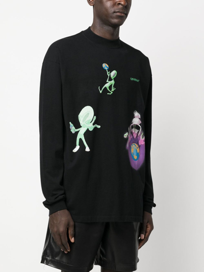 Shop Off-white Graphic-print Long-sleeve T-shirt In Black