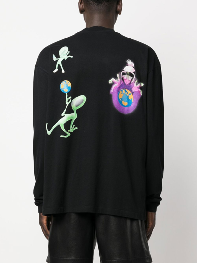 Shop Off-white Graphic-print Long-sleeve T-shirt In Black