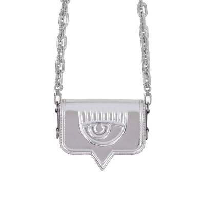 Shop Chiara Ferragni Eyelike Mirror Small Silver Crossbody Bag