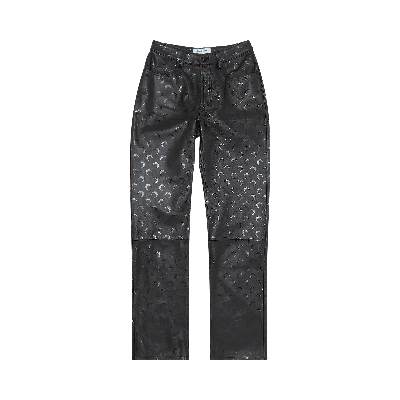 Pre-owned Marine Serre Moon Leather Straight Fit Trousers 'all Over Moon Black'