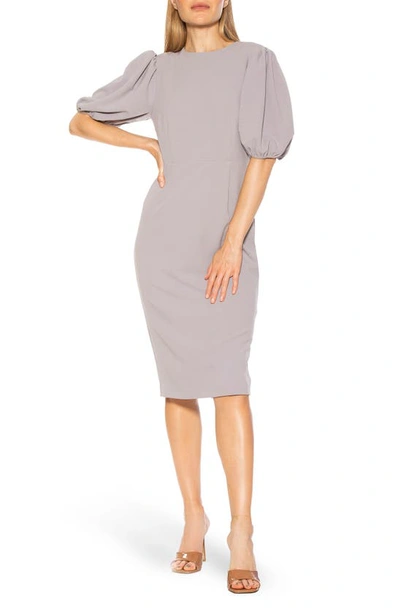 Shop Alexia Admor Bubble Sleeve Midi Dress In Slate