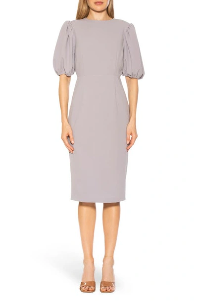 Shop Alexia Admor Bubble Sleeve Midi Dress In Slate