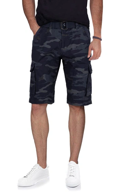 X-ray Belted Twill Trim Cargo Shorts In Navy Camo