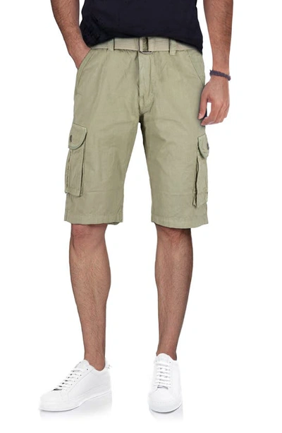 X-ray Belted Twill Trim Cargo Shorts In Stone