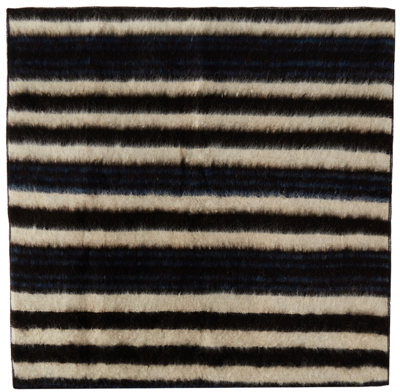Shop Luna Del Pinal Off-white & Black Momostenango Floor Cushion Cover In Wool Midnight