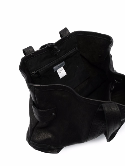 Shop Yohji Yamamoto Leather Tote Bag In Black
