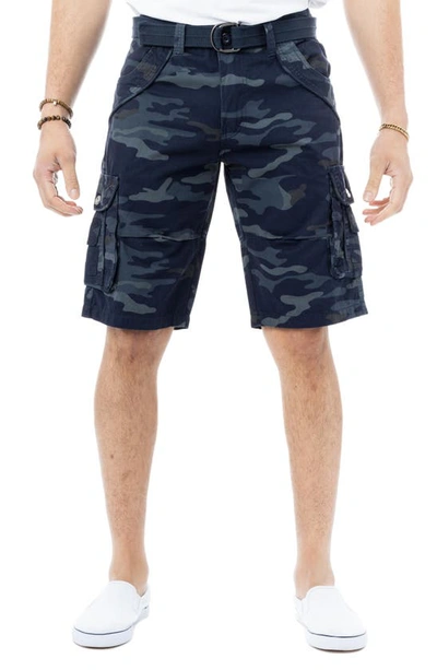 X-ray Belted Bermuda Cargo Shorts In Navy Camo