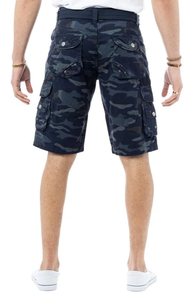 X-ray Belted Bermuda Cargo Shorts In Navy Camo