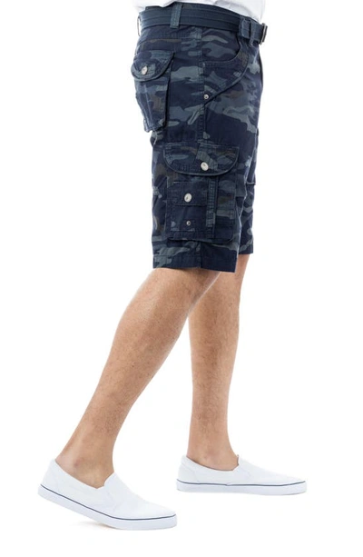X-ray Belted Bermuda Cargo Shorts In Navy Camo
