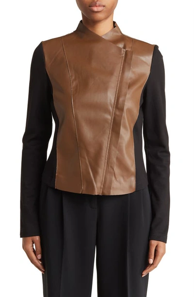 Shop Patrizia Luca Asymmetrical Zip Jacket In Brown