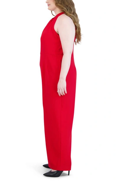 Julia Jordan Sleeveless Twisted Halter Wide Leg Jumpsuit In Red