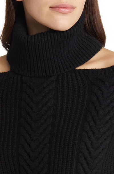 Shop Paige Lorilee Cold Shoulder Turtleneck Wool Blend Sweater In Black