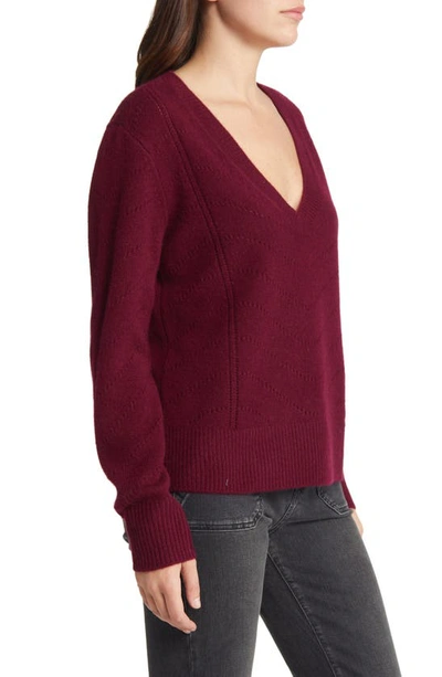 Shop Paige Kamila Pointelle Cashmere Sweater In Crimson Wine