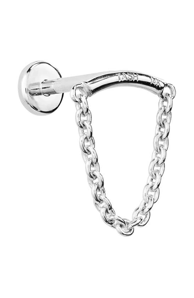 Maria Tash Single Chain Drape Stud Earring In White Gold