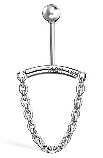 Maria Tash Single Chain Drape Stud Earring In White Gold