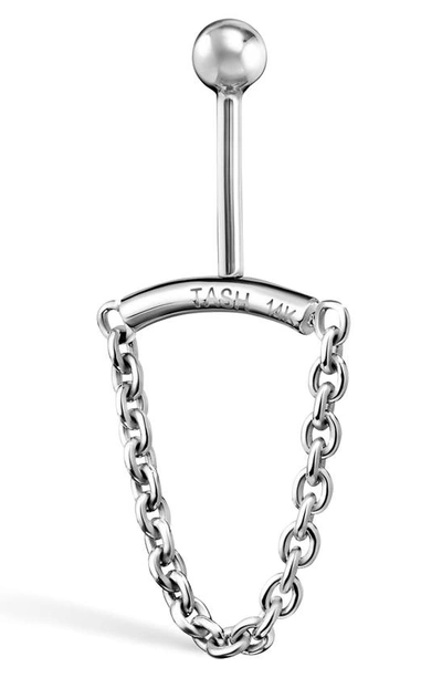 Shop Maria Tash Single Chain Drape Stud Earring In White Gold