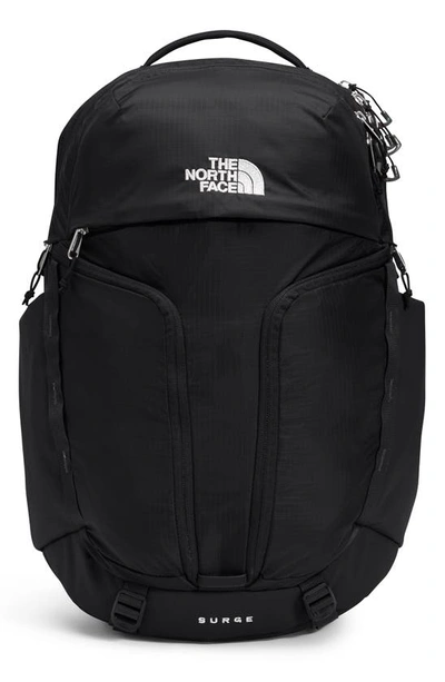 Shop The North Face Surge Water Repellent Ripstop Backpack In Black/ Black