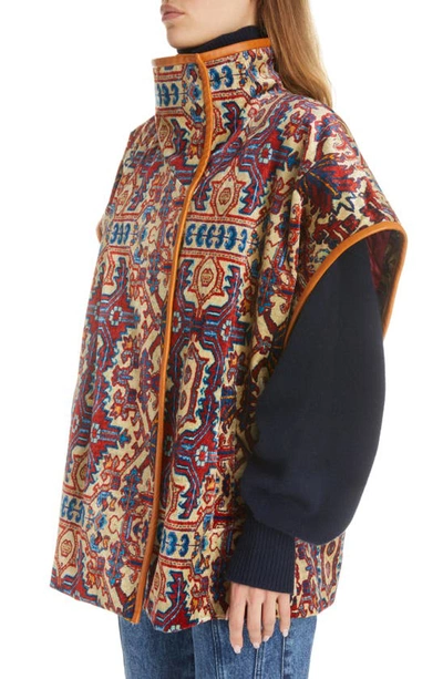 Shop Isabel Marant Greta Tapestry Print Coat With Removable Sleeves In Multicolor