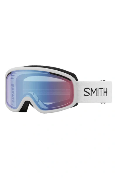 Shop Smith Vogue 154mm Snow Goggles In White / Blue Sensor Mirror