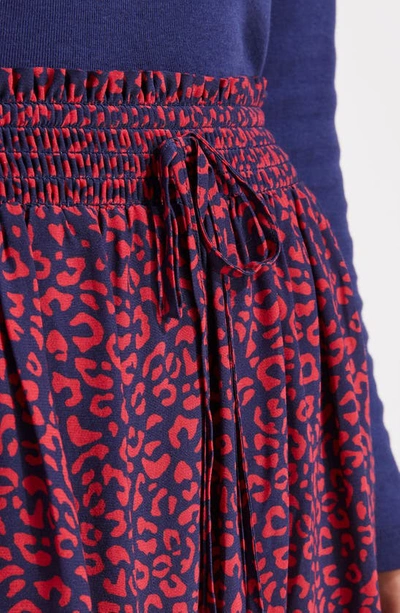 Shop Vineyard Vines Mixed Animal Print Skirt In Leopard-deep Bay/ Red
