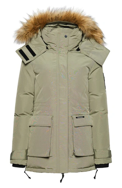 Superdry Code Expedition Everest Water Resistant Parka With Faux Fur Trim  In Light Khaki | ModeSens