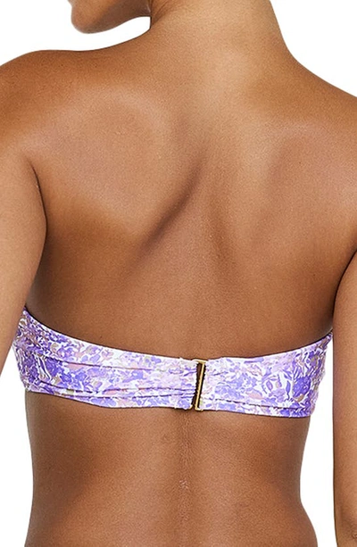 House Of Cb Medea Bandeau Stretch-woven Bikini Top In Violet Floral
