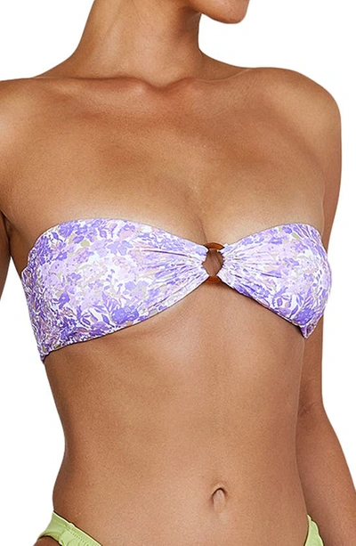 House Of Cb Medea Bandeau Stretch-woven Bikini Top In Violet Floral