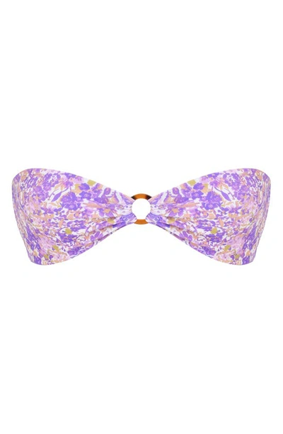 Shop House Of Cb Bandeau Bikini Top In Violet Floral