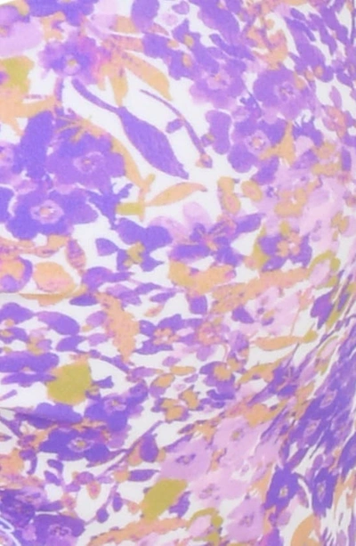 House Of Cb Medea Bandeau Stretch-woven Bikini Top In Violet Floral