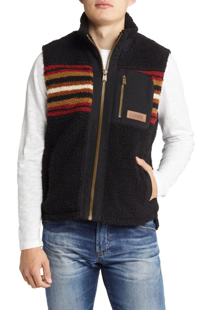Shop Pendleton Ridgeline Buffalo Check Fleece Vest In Black/ Red Stripe