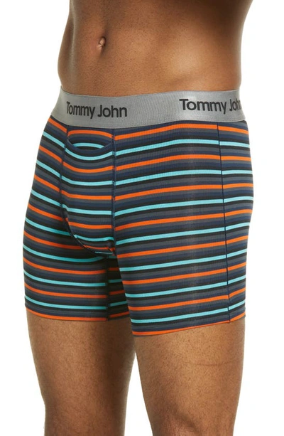 Shop Tommy John Second Skin 4-inch Boxer Briefs In Scarlet Ibis Globe Stripe