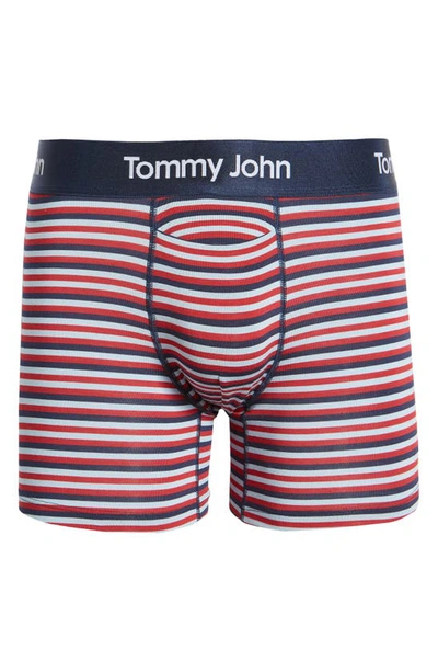Shop Tommy John Second Skin 4-inch Boxer Briefs In Cashmere Blue Globe Stripe