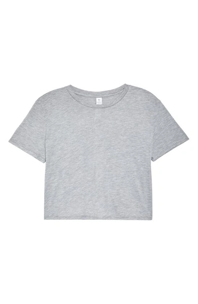 Shop Alo Yoga Laid Back Crop T-shirt In Athletic Heather Grey