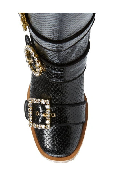 Shop Autumn Adeigbo Snake Embossed Boot In Black Snake Embossed