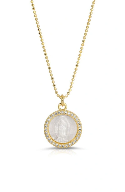 Shop Joy Dravecky Petite Mother Mary Pendant Necklace In Gold