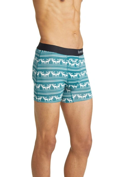 Shop Tommy John Cool Cotton 4-inch Boxer Briefs In Ice Blue Moose Blanket