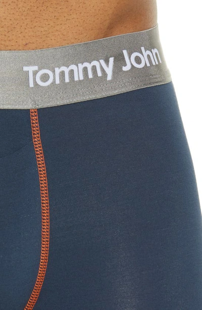 Shop Tommy John Cool Cotton 4-inch Boxer Briefs In Navy W/ Scarlet Ibis Stitch