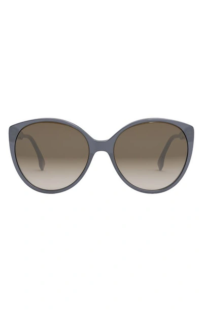 Shop Fendi The  Fine 59mm Round Sunglasses In Dusty Blue