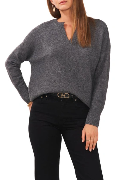 Vince Camuto Drop Shoulder V-neck Sweater In Med Hthrgrey