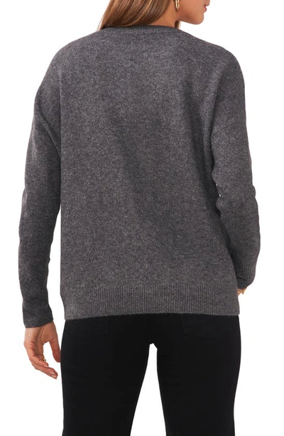 Vince Camuto Drop Shoulder V-neck Sweater In Med Hthrgrey