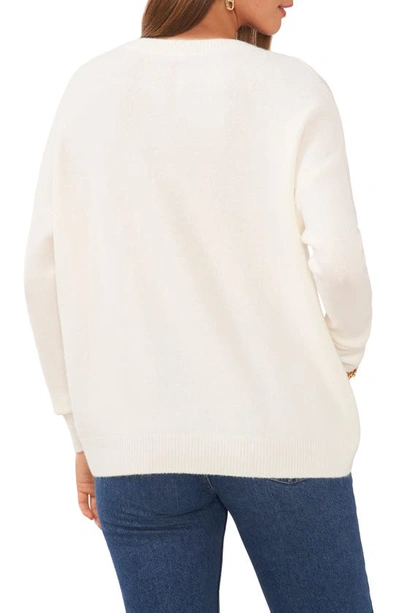 Vince Camuto Drop Shoulder V-neck Sweater In Antiq White