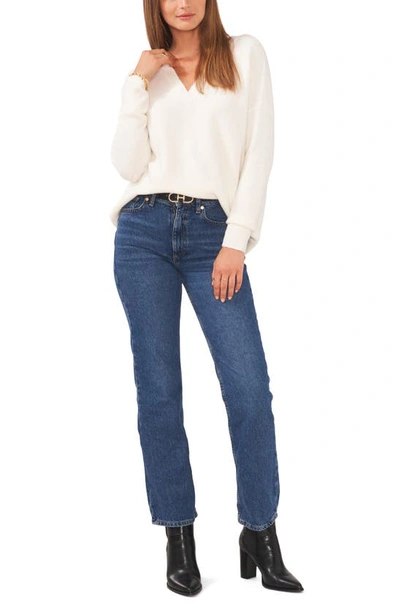 Vince Camuto Drop Shoulder V-neck Sweater In Antiq White