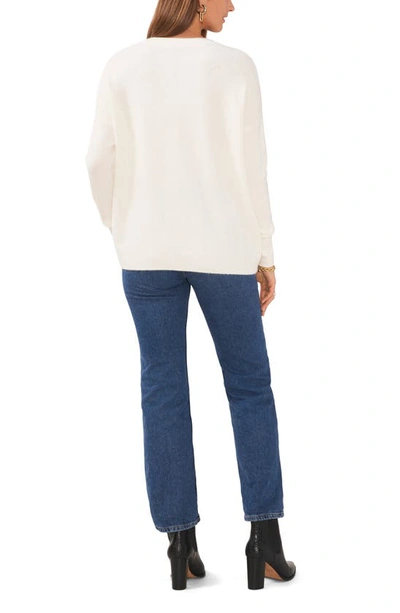 Vince Camuto Drop Shoulder V-neck Sweater In Antiq White