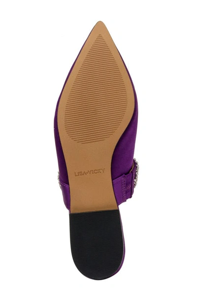 Shop Lisa Vicky Move Crystal Embellished Pointed Toe Satin Flat In Dark Purple