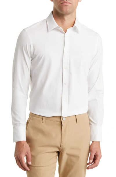 Mizzen + Main Leeward Stretch Button-up Shirt In White Solid