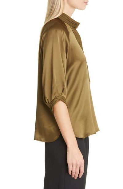 Shop Twp Walker Silk Button-up Blouse In Military