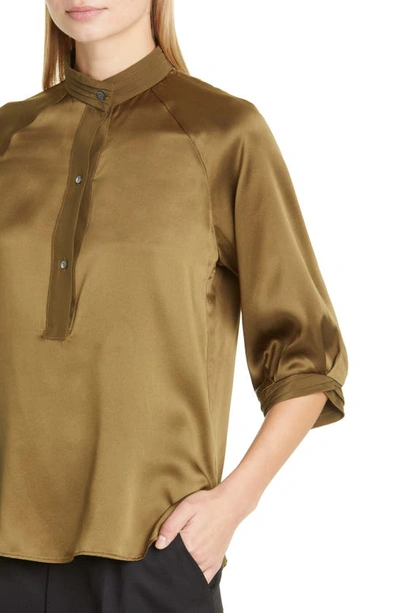 Shop Twp Walker Silk Button-up Blouse In Military