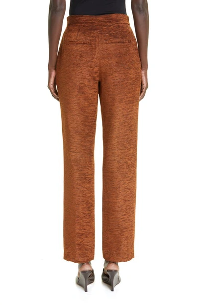 Shop Brandon Maxwell The Wren Tapered Chenille Pants In Caramel Caf