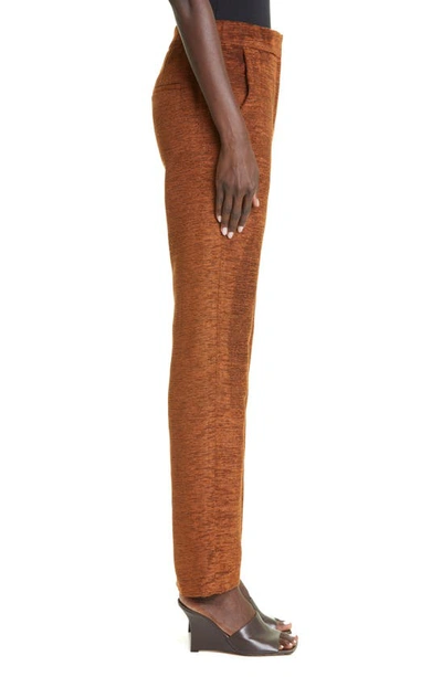 Shop Brandon Maxwell The Wren Tapered Chenille Pants In Caramel Caf